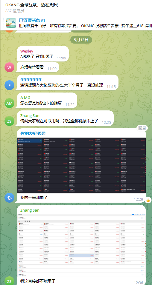2026年5月13日TG群再次反馈A线异常与多线路故障